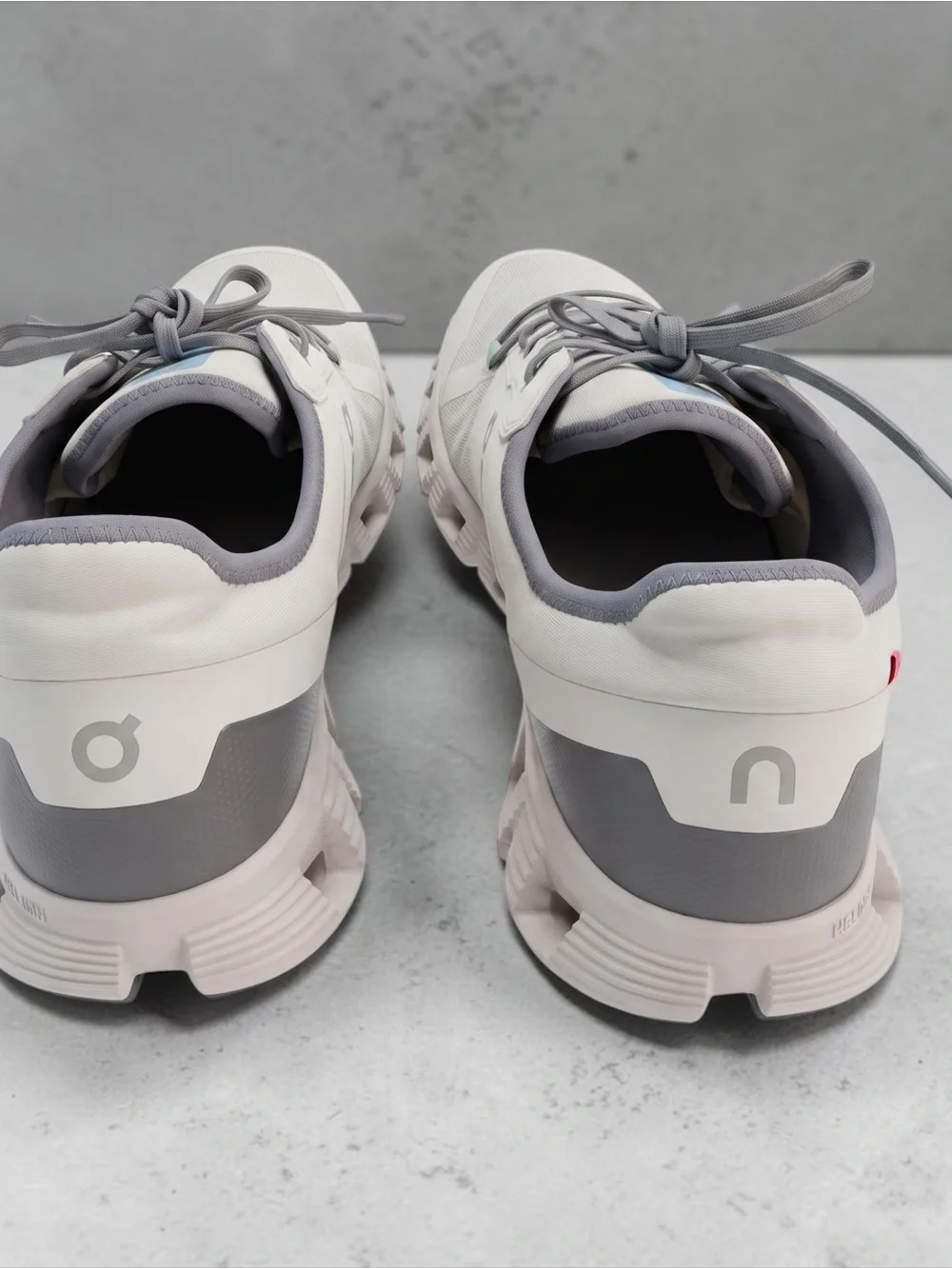 On Running White Sneakers with Light Blue Inner Lining - Picture 4 of 6